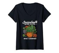 Womens Succulents Spoke To Me And I Listened Houseplant Lover V-Neck T-Shirt