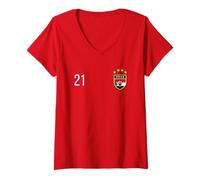 Womens Sudan Number 21 Sports Jersey Football # twenty-one V-Neck T-Shirt