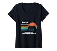 Womens Sudan Rhino Conservation Last Male Northern White Rhino V-Neck T-Shirt
