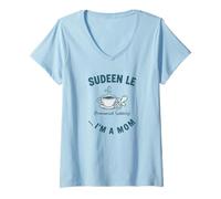 Women's Suddenly I Am Mom Funny Coffee and Pacifier Graphic V-Neck T-Shirt