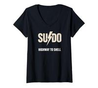 Women's SUDO Highway to Shell Programming Joke Coder V-Neck T-Shirt