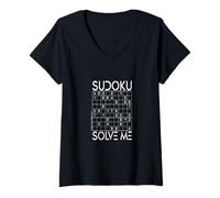 Women's Sudoku Solve Me Puzzle Logic Brain Sports Puzzles V-Neck T-Shirt