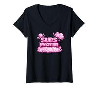 Women's Suds Master At Heart Funny Soap Making Cold Process Shirt V-Neck T-Shirt