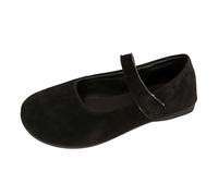 Women's Suede Babies, Comfortable Ballerinas, Comfort Chic Flats, Simple Straps, Round Toe, Low Opening, Lightweight Sole | Elegant Style for City, Office, Daily, 01 Black, 9.5 UK