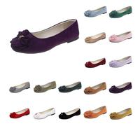 Women's Suede Ballet Flat Shoes Ladies Round Toe Shallow Soft Bottom Single Casual Shoes Lightweight Comfortable Daily Dating Commuting Ballet Shoe Slip On Loafers Size 7.5 Purple