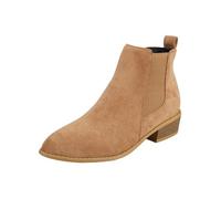 Women's Suede Chelsea Ankle Boot Elastic Panel Block Heel