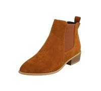 Women's Suede Chelsea Ankle Boot Elastic Panel Block Heel
