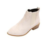 Women's Suede Chelsea Ankle Boot Elastic Panel Block Heel