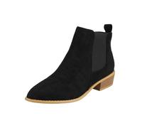 Women's Suede Chelsea Ankle Boot Elastic Panel Block Heel