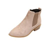 Women's Suede Chelsea Ankle Boot Elastic Panel Block Heel
