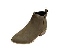 Women's Suede Chelsea Ankle Boot Elastic Panel Block Heel