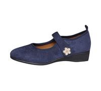 Women's Suede Embellishment Flower Babies Shoes Women's Comfort Chic Wedges Simple Strap Round Toe Loafers Suede Loafers Retro Style for Dance City Daily, 01 Navy Blue, 6 UK