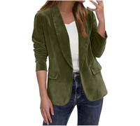 Womens Suede Fleece Blazer Open Front Long Sleeve Casual Dress Jackets Ladies Elegant Lapel Collar Cozy Blazers 2026 Soft Keep Warm Cardigans Jacket with Pockets