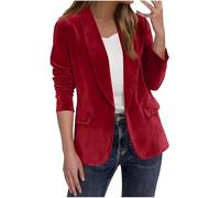 Womens Suede Fleece Blazer Open Front Long Sleeve Casual Dress Jackets Ladies Elegant Lapel Collar Cozy Blazers 2026 Soft Keep Warm Cardigans Jacket with Pockets