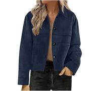 Women's Suede Jacket Elegant Ladies Lapel Collar Long Sleeve Blazer Trendy Solid Color Short Coat with Pockets Faux Leather Jackets Casual Button Down Coats Y2K Fall Fashion Outerwear Blazers
