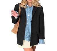 Women's Suede Jacket - Vintage Brown Suede Winter Jacket Old Money Aesthetic Faux Leather Suede Coat Women Y2k Outerwear (Black,M)