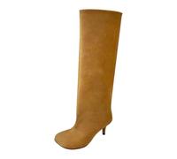 Womens Suede Knee High Boots Ladies Tall Stiletto Heels Wide Calf Footwear