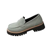 Women's Suede Loafer Cushioned Chunky Sole Slip-On Shoes Ladies Moccasins Slip-on Comfy Walking School Shoes Casual Business Nurse Driving Flats Green
