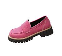 Women's Suede Loafer Cushioned Chunky Sole Slip-On Shoes Ladies Moccasins Slip-on Comfy Walking School Shoes Casual Business Nurse Driving Flats Pink