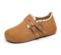 Women's Suede Loafers and Loafers Round Toe Ballerinas Slip On Double Strap Buckle Decorative Flat Sole Soft Retro Style for City Office Daily Leisure, 01 Other, 6 UK