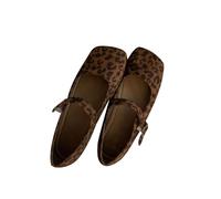 Women's Suede Mary Jane Round Toe Ballet Shoes Casual Inside Raising ene Shoes Women's with Heel, coffee, 2/2.5 UK