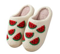 Women's Suede Memory Slippers Halloween Christmas Slippers Holiday Slipper House Shoes Slipper for Women Fuzzy Outdoor Indoor Bedroom Slippers Size 6 Watermelon Red
