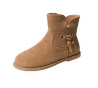 Womens Suede Mid Calf Boots - Soft Faux Suede Ankle Boots with Non Slip Sole, Smooth Side Zip and Tassel Detail, Low Heel Winter Booties for Rainy Streets and Evening Walks