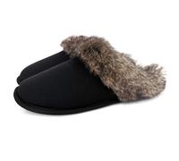 Women's Suede Moccasin Slippers - Black UK 3/4