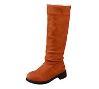 Womens Suede Over The Knee High Boots Flat Slouchy Warm Lined Long Boots | Warm Lined Winter Shoes for Cold Weather Outdoor, Comfortable Stretch Faux Suede Pull On Riding Tall Boots