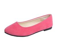 Womens Suede Walking Flats Soft Insole Ballet Dance Elegant Footwear Non Slip Lightweight Comfortable Slim Classic Shoes Wedding Casual Daily Wear Date Shoe (Pink, 8.5)