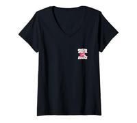 Women's Sugar Addict Minimalist Badge Patch V-Neck T-Shirt