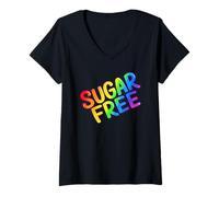 Women's Sugar Free Colorful Text V-Neck T-Shirt