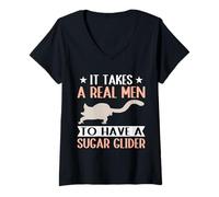 Women's Sugar Glider Gift Print Funny Sugar Gliders Happy Marsupial V-Neck T-Shirt