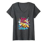 Women's Sugar Rush Crumbs V-Neck T-Shirt, Dark Heather Grey, X-Large