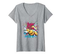Women's Sugar Rush Crumbs V-Neck T-Shirt, Heather Grey, Medium