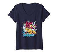 Women's Sugar Rush Crumbs V-Neck T-Shirt, Navy Blue, Small
