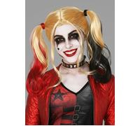 Womens Suicide Squad 2 Style Fancy Dress Black and Red Pigtails Harley Quinn Wig