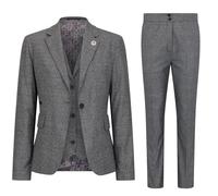 Women's Suit 3 Piece Grey Prince of Wales Check Tailored Fit Business Formal Ladies Dress - Grey 20