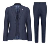 Women's Suit 3 Piece Navy Blue Prince of Wales Check Tailored Fit Business Formal Ladies Dress - Navy 8