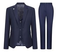 Women's Suit 3 Piece Plain Navy Blue Tailored Fit Business Formal Ladies Dress - Navy 14