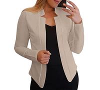 Women's Suit Jackets & Blazers Petite - Ladies Blazer Jackets Long Sleeve Solid Color Slim Fit Trench Coat for Women Soft Comfy Women's Cardigans Short Smart Casual Lightweight Jacket Women Beige