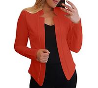 Women's Suit Jackets & Blazers Petite - Ladies Blazer Jackets Long Sleeve Solid Color Slim Fit Trench Coat for Women Soft Comfy Women's Cardigans Short Smart Casual Lightweight Jacket Women Orange