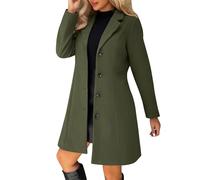 Women's Suits Collar Trench Coats Casual Button Down Wool Winter Warm Jacket Fashion Elegant Comfort Outdoor Overcoats wool blend coat women Army Green L