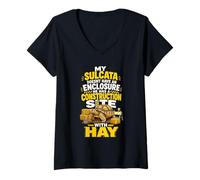 Women's Sulcata Construction Site Hay Tortoise V-Neck T-Shirt