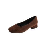 Women's Summer 2026 French Style, Square Toe, Low Shaft, Chunky Heel, Retro Melange, Elegant, Comfortable, Lightweight Shoes, brown, 9 UK