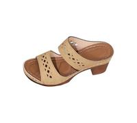Womens Summer Ankle Strap Block Heel Sandals Women's Summer Thick Bottom Roman Retro Slope Heel Hollow Leisure Hundred with Slippers Tan Wege Sandal Ladies Sandals Size 7 Wide Fit (White,4.5)