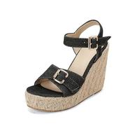 Womens Summer Arch Support Flatform Sandals Women's Shoes Wedged Cowboy Sandals Summer New Belt Buckle Mouth Plaited Line Buckle Women High Heel Silver for Size 6 (Black,4.5)