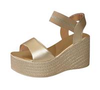 Womens Summer Arch Support Platform Sandals Women's Sandals Summer Rubber Open Toe Platform Bottom Thick Bottom Fish Mouth Casual Red Flat for Women Ladies Sandles Size 5 (Gold,4)