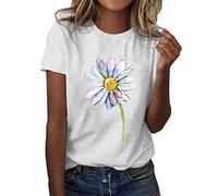 Womens Summer Blouses Vintage Baggy Tee Shirts Crewneck Floral Print Henley Shirts Oversized Pleated Simple Shirt Tee Clothes Today Show Deals of The Day Yellow
