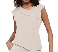Womens Summer Blouses Women's Waffle Knit Tunic Knot Tie Blouse Long Sleeve Tops V-Neck Casual Loose Bat Wing Shirts Tankini Tops for Women UK T-Shirts (Beige, L)